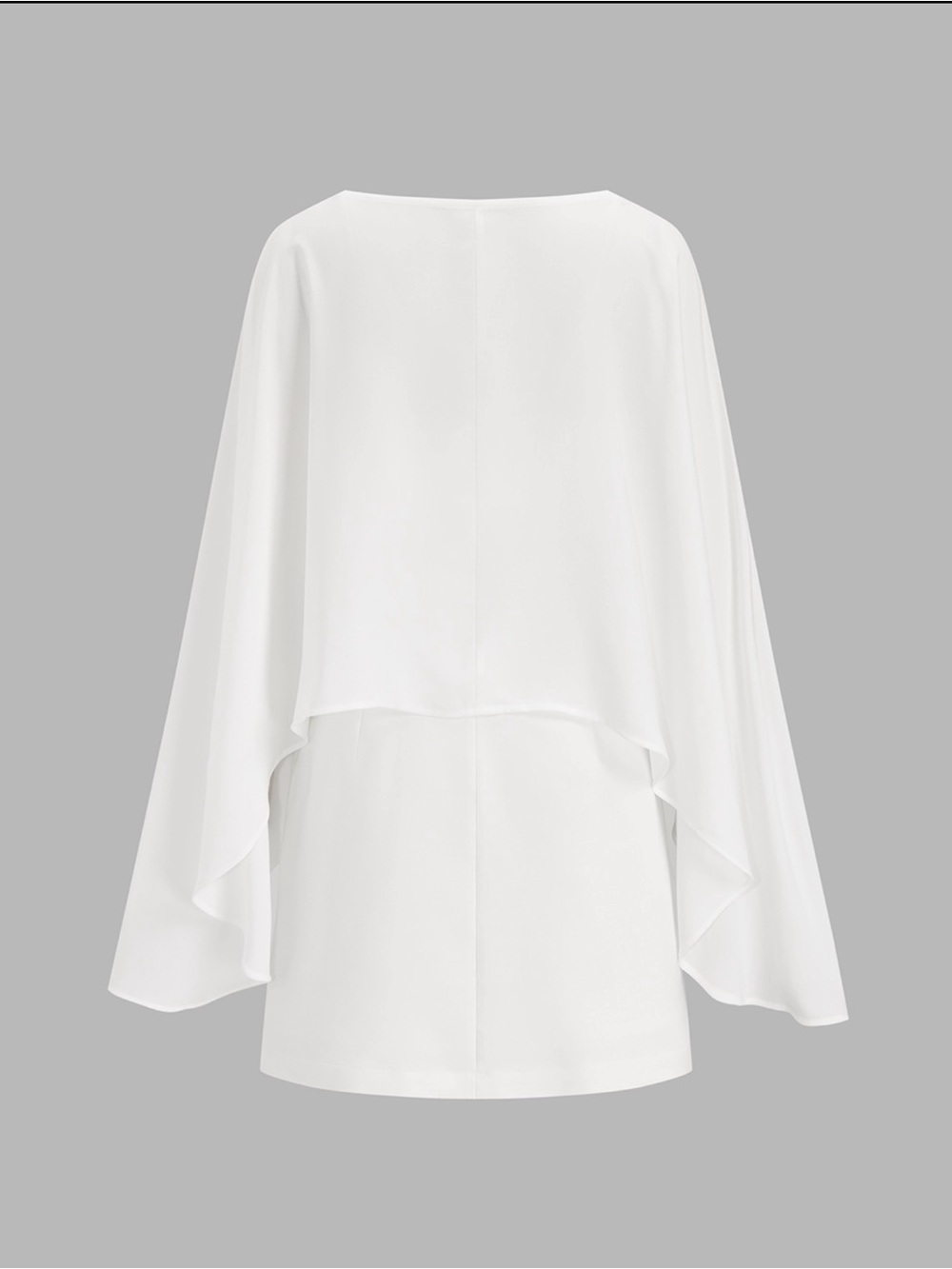 Commense Women's Elegant White Cape Overlay Cami Mini Dress two piece set - Picture 3 of 6
